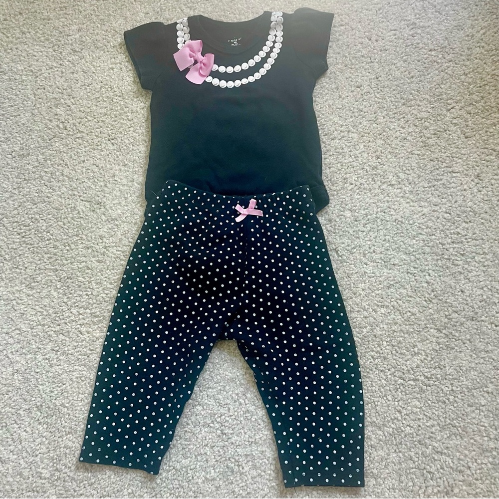 Little treasure matching set onesie and pants, baby girl, 6-9 Months